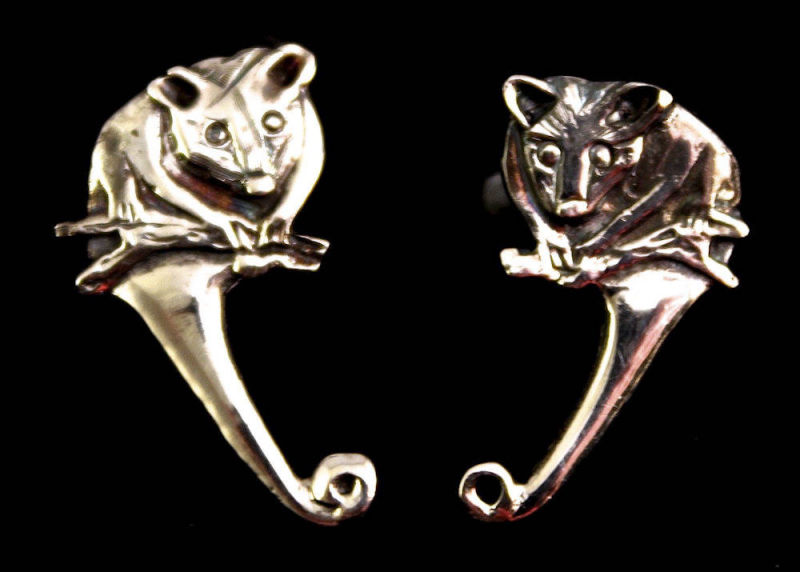 SILVER POSSUM STUD EARRINGS
